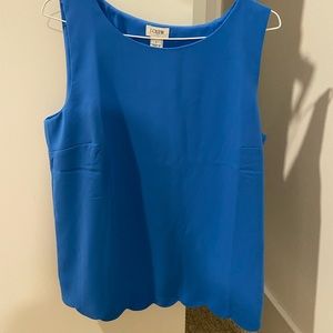 JCREW blue dressy tank scallop edge NWT
